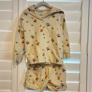 Young Days Floral Print Sweatshirt Short Set Cream Multi Size 3T